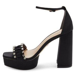 Sam Edelman NEW Ninette Embellished Satin Sandals Black Size 7.5 M NIB (sold out